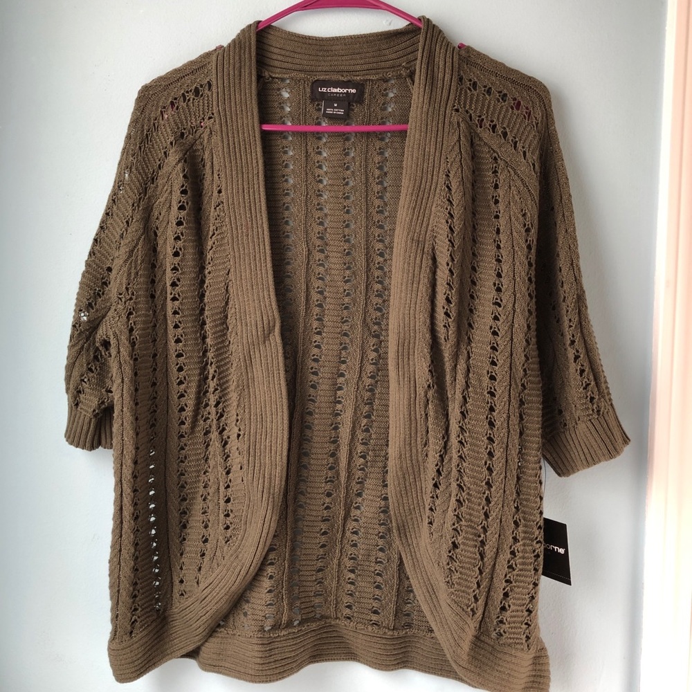 Liz Claiborne M Olive green green cardigan